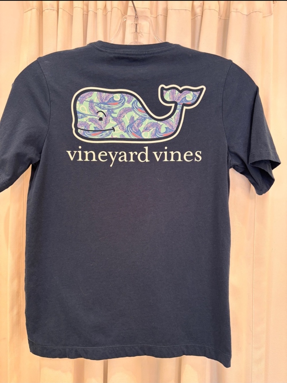 Vineyard Vines Navy Short-Sleeve Tee with Patterned Whale Logo